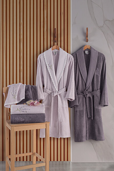 MARİBOR Rayna - Nakışlı Aile Bambu Bornoz Serisi - 6 Parça