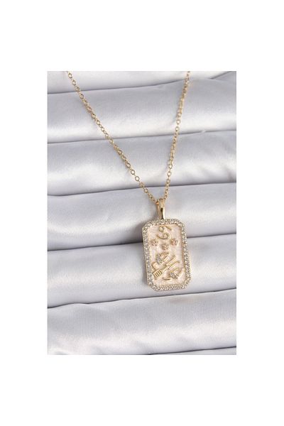 Skygo 316L Steel Gold Color Chain Cancer Zodiac Sign Women's Necklace with Zircon Stone - Tj-Bko9467