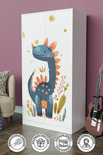 Hediyeler Kapında Minik Dino Design "Calista" Gardırop 5 Raflı Askılı Çocuk O...