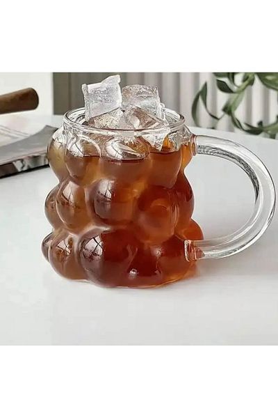 heybecollection Grape Embossed Glass Mug with Handle