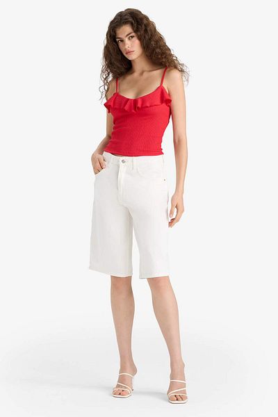 DeFacto Slim Fit Slim Fit Ruffled Collar Strap Red Undershirt F6330Ax25Hs