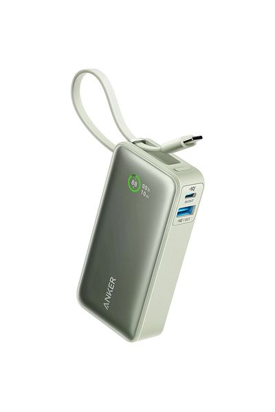 Anker Anker Nano 545 external battery, 10000 mAh, 30W, USB-C, USB-A, built-in USB-C cable, Green