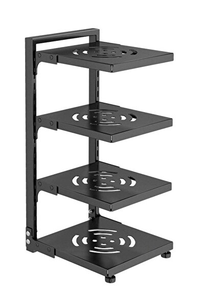 huitich منظم رف أواني قابل للتعديل بأربع طبقات باللون الأسود