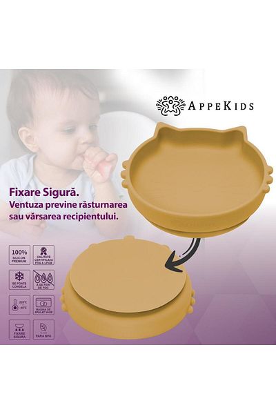 APPEKIDS Set 5 piese diversificare din silicon, AppeKids Kitty Honey