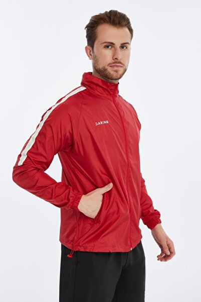 ASM SPOR Darıng Men's Red Waterproof Raincoat-Lightweight, Zippered, Hooded Windbreaker