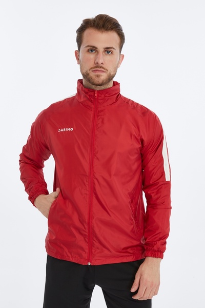ASM SPOR Darıng Men's Red Waterproof Raincoat-Lightweight, Zippered, Hooded Windbreaker