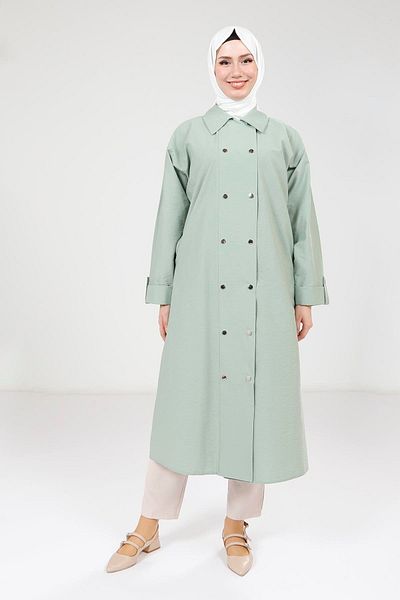 Beyza Buttoned Mint Color Wear and Take Off 9234