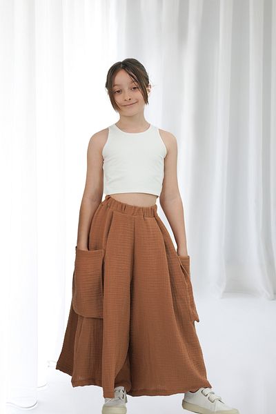 Catz Kids Girl's Cali Brown Muslin Trouser Skirt