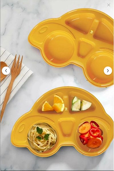 Leony Car Model Food Plate 4 Compartment Children's Baby Food Fruit Plate Bpa Free