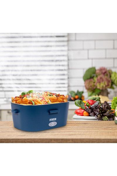 Noveen Cutie electrica pentru incalzirea pranzului NOVEEN LB745 City, inox, 3 surse de alimentare, Albastru
