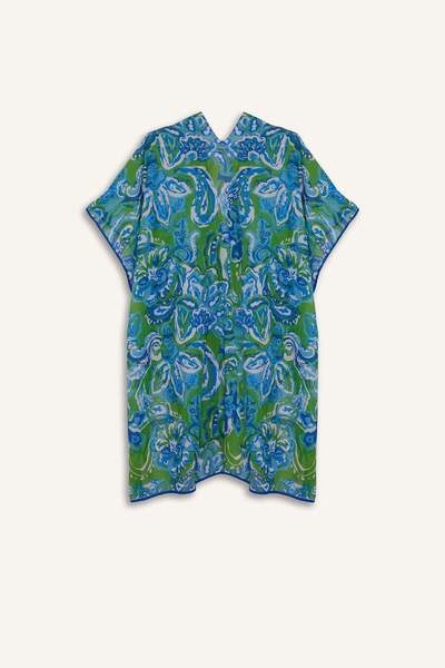 DeFacto Regular Fit Tropikal Desenli Şifon Plaj Kimono-Fall in Love E8221AX25SP
