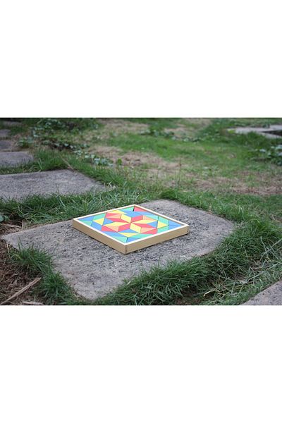 DacEnergy DacEnergy© geometric mosaic set, made of wood, 40 mosaic tiles in four bright colors