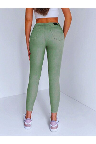Polo State Women's High Waist Lycra Skinny Fit Jeans Green