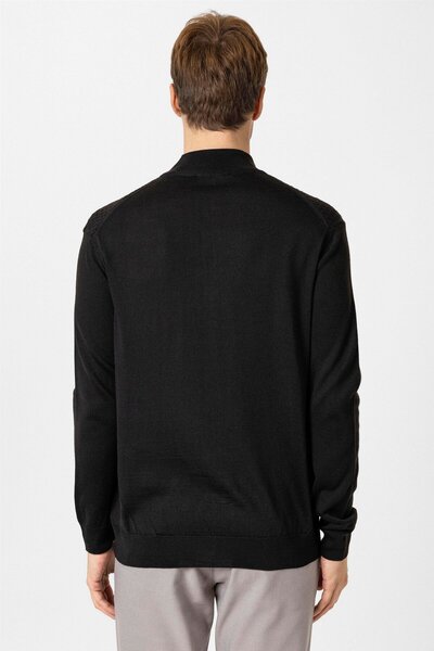 SÜVARİ Süvari Rahat Kalıp Fermuarlı Armür Desenli Bej Triko