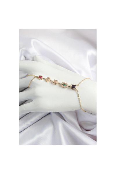 Skygo Brass Colored Zircon Stone Y Model Gold Color Women's Shahmeran - Tj-Sn679
