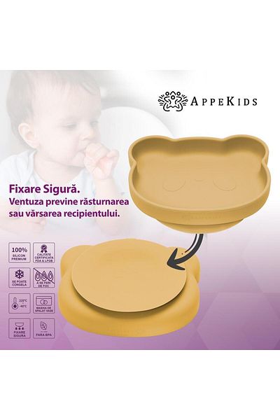 APPEKIDS Set 5 piese diversificare din silicon, AppeKids Panda Honey