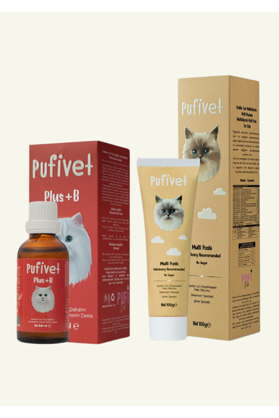 PufiVet Kedi Multivitamin Malt Macun ve Deri ve Tüy Sağlığı Damlası Seti