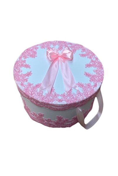 Botez Cufar pentru botez cu dantela – roz, 31x19 cm