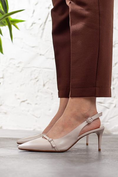 Adım Adım Women's Beige Color Thin Heeled Shoes