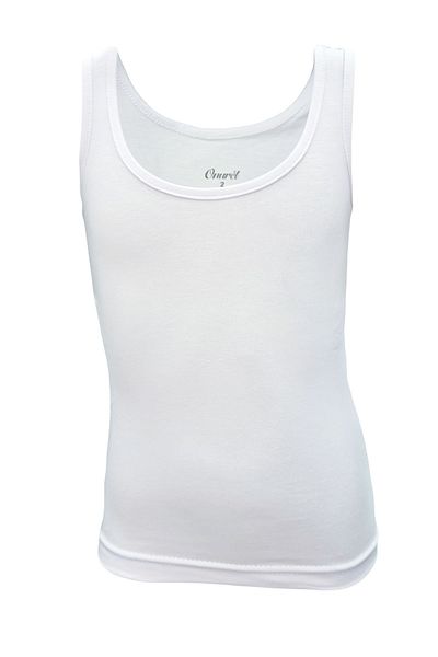 Onurel 5-Piece Girl's White Wide Strap Lycra Plain Patternless Undershirt