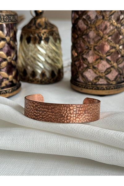 Kehribar Sarayı Pure Raw 100% Copper Self Patterned Thick Bracelet