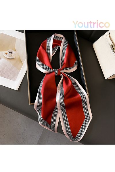 Youtrico Long silk scarves,Headbands,Colour-block stitching,147cm