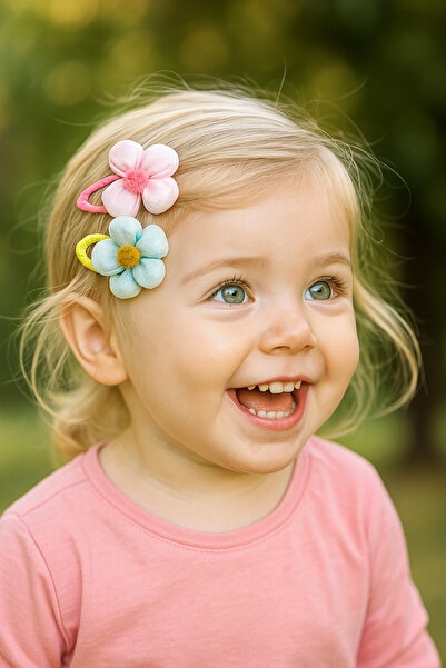 cityvision Set de 2 agrafe de păr din țesătură cu modele florale pentru bebel...