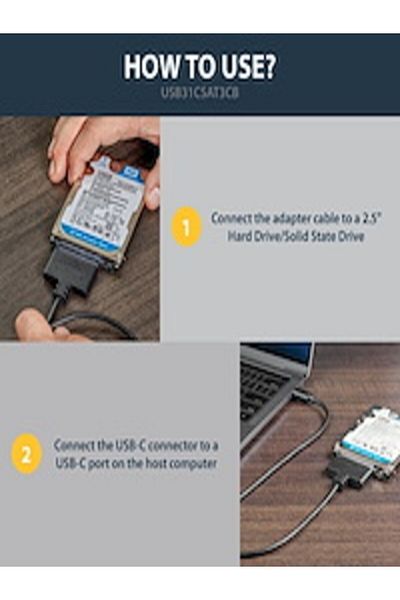 TEC كابل محول USB 3.1 (10 جيجابت في الثانية) لمحركات أقراص SATA مقاس 2.5 بوصة - USB-C