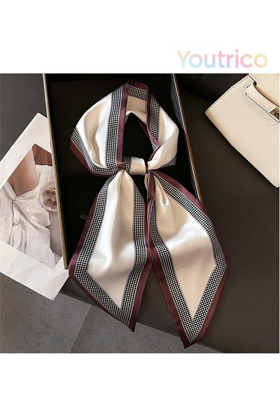 Youtrico Long silk scarves,Headbands,Colour-block stitching,147cm