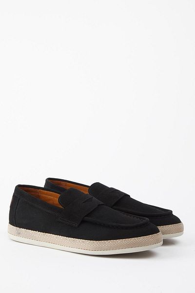 Galliano Shoes Padova Genuine Leather Black Suede Comfort Rubber Sole Loafer