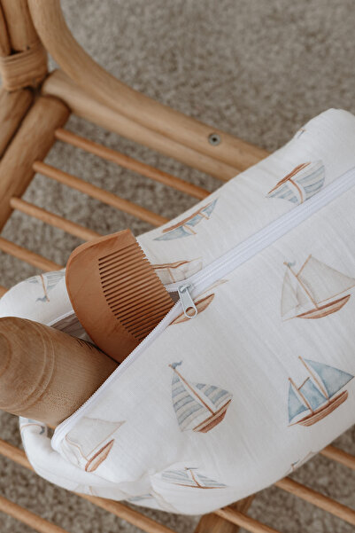 Tuğba Kuğu Muslin Care Bag - Pureline Series - Sail Boats