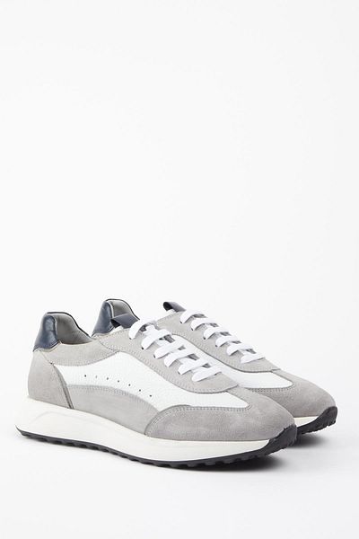 Galliano Shoes Amalfi Genuine Leather Gray Suede White Floater Eva Ready Sole Sneaker