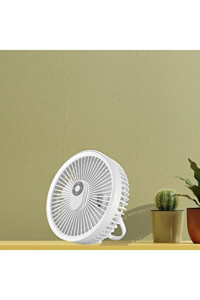 İdeas4comfort Ventilator portabil cu cârlig, Ideas4Comfort, reîncărcabil USB, motor de 10W, baterie de 4000mAh, lampă LED