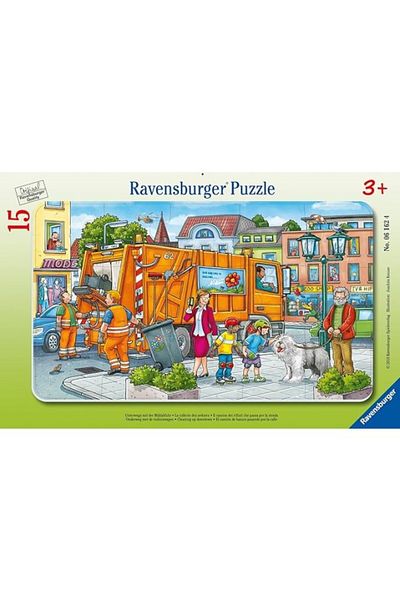 RAVENSBURGER 61624 لغز شاحنة جمع القمامة للأطفال، 15 قطعة