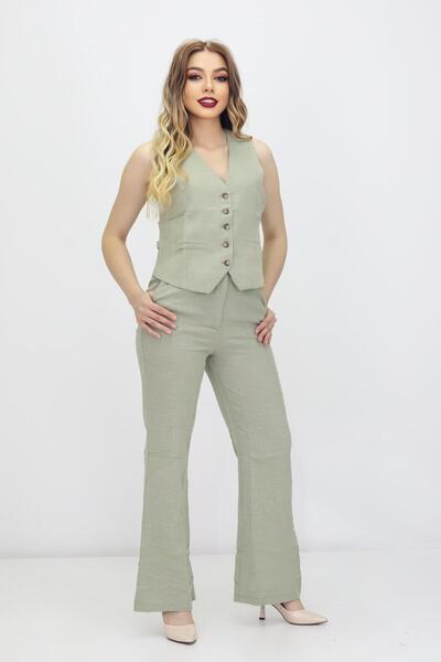 The Velavois Women's Bottom - Top Linen Set