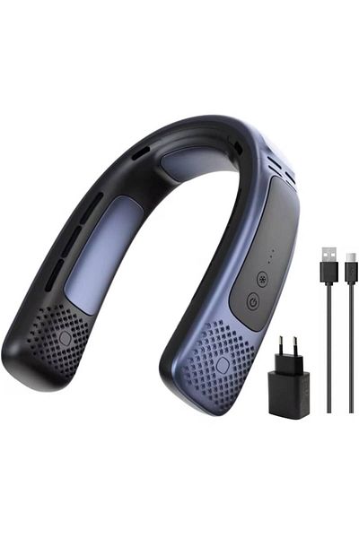 İdeas4comfort Ventilator portabil de gât cu 3 viteze, reîncărcabil USB Type-C, 5W, autonomie de până la 8 ore, baterie de 8000 mAh