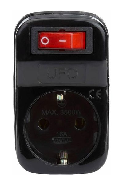 Exotic Home Single Current Protected Switch Socket 16A 250V, Max 3500W Overload Protection (Black)
