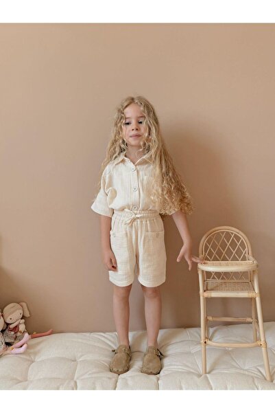 Butik Girl's Cotton Muslin Shorts 2-Piece Set