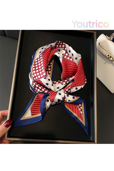 Youtrico Long silk scarves,Headbands,Color blocks, polka dots,147cm