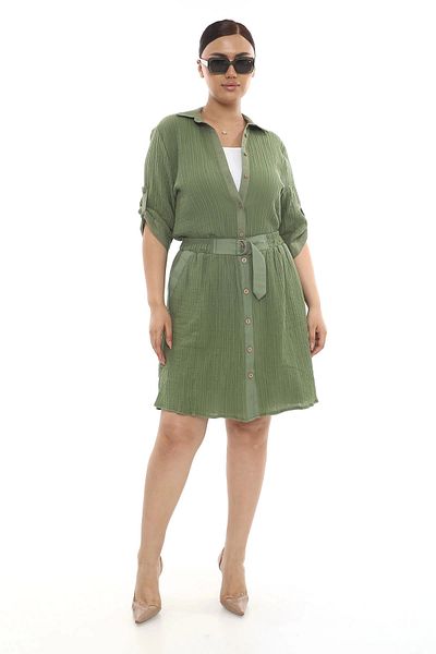 Lady Majestic Plus Size Women's Lined Muslin Fabric Buttoned Pocket Skirt