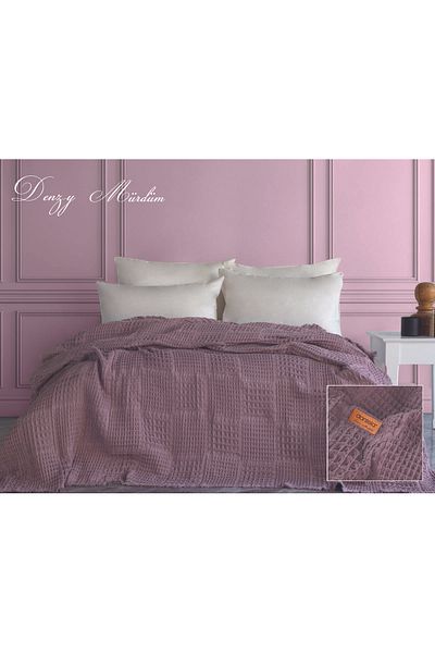 Dantela Denzy Waffle Bedspread - Plum