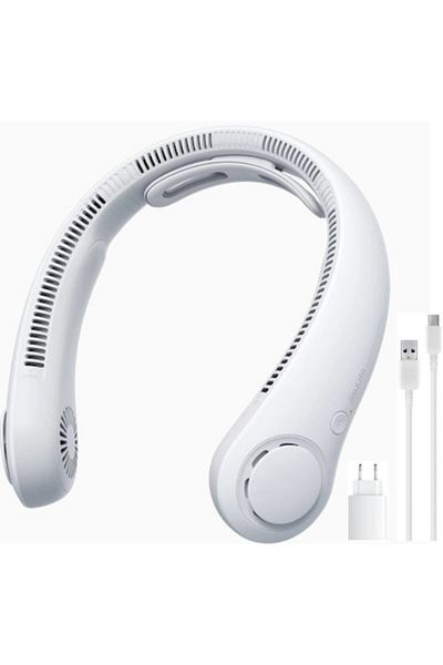 İdeas4comfort Neck Fan, 5-speed, USB Type-C rechargeable, up to 15 hours operation, Ideas4Comfort, light gray