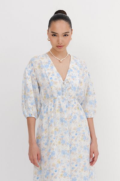 Addax Floral Pattern Long Dress Çi̇ç E3008
