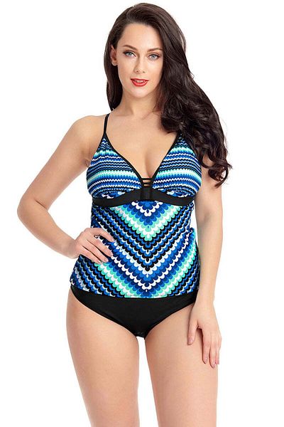 WildFashion Two-piece tankini swimsuit with colorful top and classic panties SW1451-1414