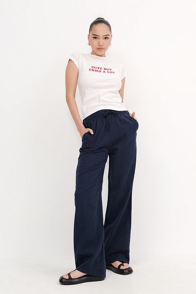 Addax Waist-tied Wide Leg Trousers PN5118-PNC