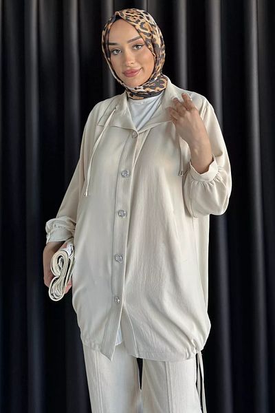 julude Stone Collar Lace Sleeve Epaulet Hijab Cap