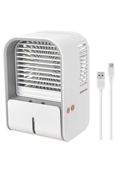 İdeas4comfort Portable Humidifying Fan Ideas4Comfort, USB Rechargeable, 3 Speeds, 2 Misting Modes, 330ml Water Tan