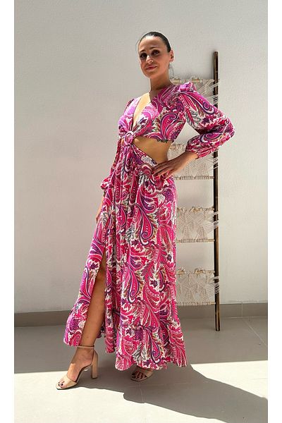 Alorabella Marina Paisley Cut-Out Dress