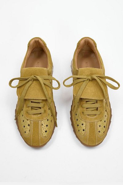 NILUFARR Minova Yellow Genuine Leather Women's Sneaker