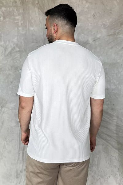 MİSHAR İTALİA Ανδρικό μπλουζάκι με κρεμ μοτίβο Crew Neck